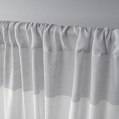 EXCLUSIVE HOME Darma Sheer Linen Rod Pocket Curtain Panel Pair, 50"x96", Dove Grey - color: Dove Grey, size: 50"W x 96"L (Pack of 2)