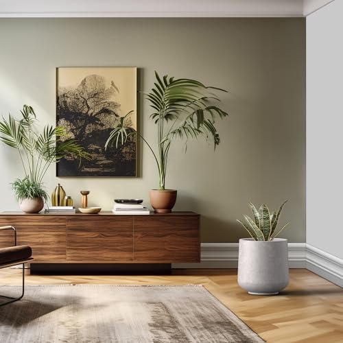 Kante Large Round Curved CON Gray Concrete Planter 16.5" Dia, Outdoor - color: Light Gray, size: 15.3" D