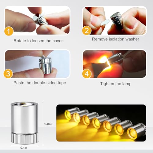 Aogist 12 PCS Yellow Mini LED Spot Lights, Battery Operated Tiny SMD Lamps - color: Yellow, size: 12