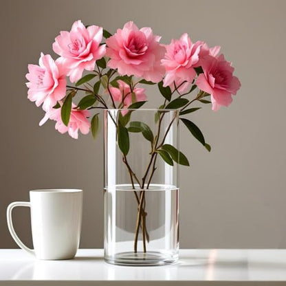 CYS Excel Clear Glass Cylinder Vase (H:9" D:4") Flower Vase Centerpieces Hurricane Floating Candle Holder - size: H-9" D-4"