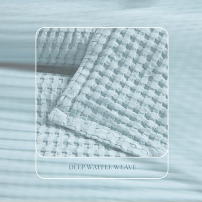 Threadmill Twin Waffle Bed Blanket, Rayon Derived from Bamboo, Light Blue - color: Light Blue, size: Twin (68" x 92")