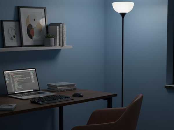 LALISU Floor Lamp, Standing Lamps with White Plastic Shade, Led Floor Lamp - color: ALL Black