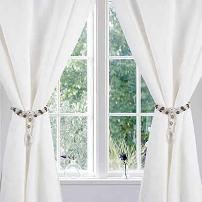 SUQ I OME Luxury Crystal Beaded Magnetic Curtain Tieback, Gray - color: Gray