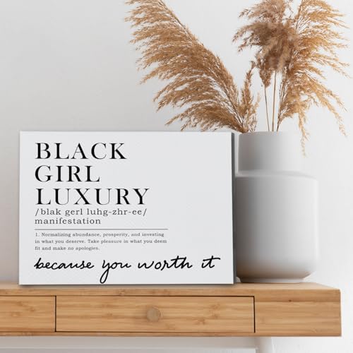 JINYO Black Girl Luxury Canvas Wall Art Framed, Gifts for Black Women, Inspirational African American Gifts Poster Prints for Home College Dorm Office Wall, 11x14 Inch - color: Black girl wall art