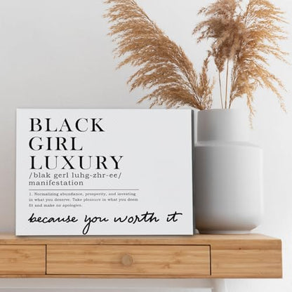 JINYO Black Girl Luxury Canvas Wall Art Framed, Gifts for Black Women, Inspirational African American Gifts Poster Prints for Home College Dorm Office Wall, 11x14 Inch - color: Black girl wall art