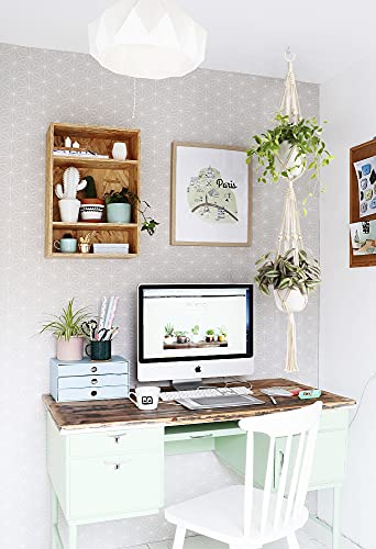 Mkono Macrame Double Plant Hanger Indoor Outdoor 2 Tier Hanging Planter Basket Cotton Rope with Beads 4 Legs 49 Inches (Pack of 3) - size: 49" (Pack of 3)