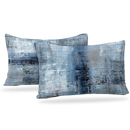 Throw Pillow Covers for Couch, 20x12 Inch, Set of 2, Grey Blue - color: Blue and Grey, size: 20" x 12" (Pack of 2)