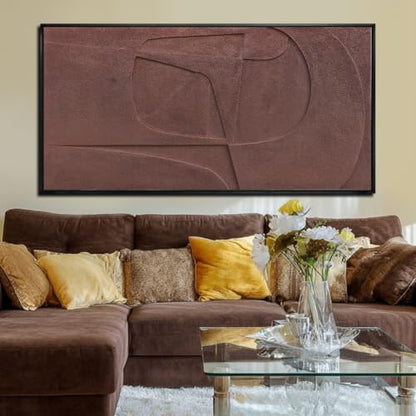 Framed Neutral Large Wall Art 3D Textured Painting for Living Room 29"x58" - color: Brown, size: 58"L x 29"W