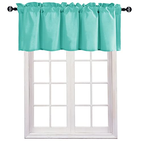 JIUZHEN Aqua Valance Curtains for Window 1 Panel, 60 x 18 Inches - color: Aqua, size: 60"W x 18"L (Pack of 1)