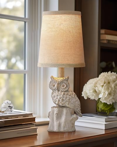 Small Table Lamp for Bedroom, 14.25" Farmhouse Resin White Nightstand Lamp - color: ‏‏‎ ‎‏‏‎ ‎‏‏‎ ‎White Wash