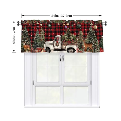 Christmas Curtain Valance 54x18 Inches Window Treatment Rod Pocket Valance for Kitchen Bathroom Bedroom - color: Christmas