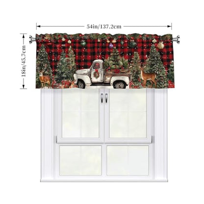 Christmas Curtain Valance 54x18 Inches Window Treatment Rod Pocket Valance for Kitchen Bathroom Bedroom - color: Christmas
