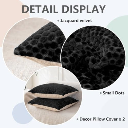 FIFU 18x18 Inch Throw Pillow Covers Set of 2, Jacquard Velvet, Black - color: Black, size: 18" x 18" (Pack of 2)