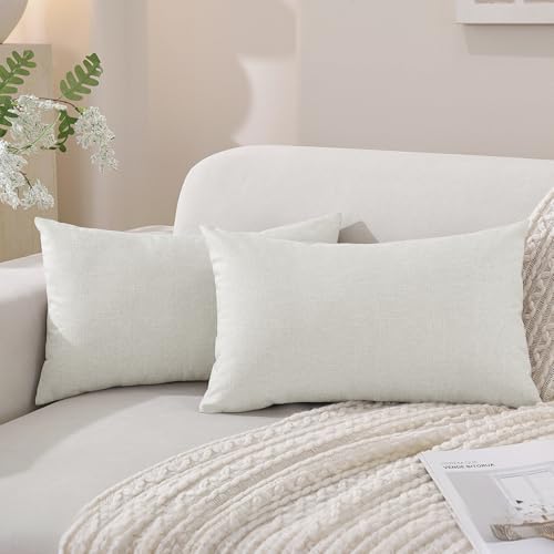 SYSLOON Linen Throw Pillow Covers Set of 2,20x12 Pillow Covers,Beige White - color: Beige White, size: 20" x 12" (Pack of 2)