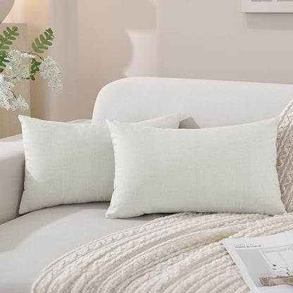 SYSLOON Linen Throw Pillow Covers Set of 2,20x12 Pillow Covers,Beige White - color: Beige White, size: 20" x 12" (Pack of 2)