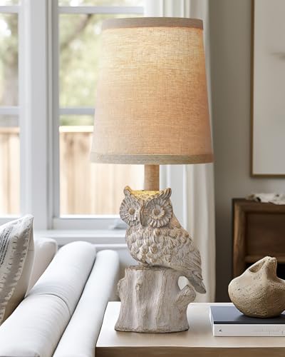 Small Table Lamp for Bedroom, 14.25" Farmhouse Resin White Nightstand Lamp - color: ‏‏‎ ‎‏‏‎ ‎‏‏‎ ‎White Wash