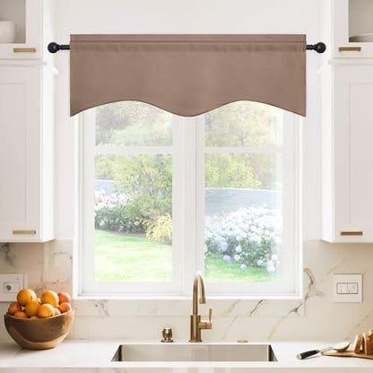 NICETOWN 2 Panels Cappuccino Kitchen Valances for Windows, 42W x 18L - color: Cappuccino, size: 42"W x 18"L (Pack of 2)