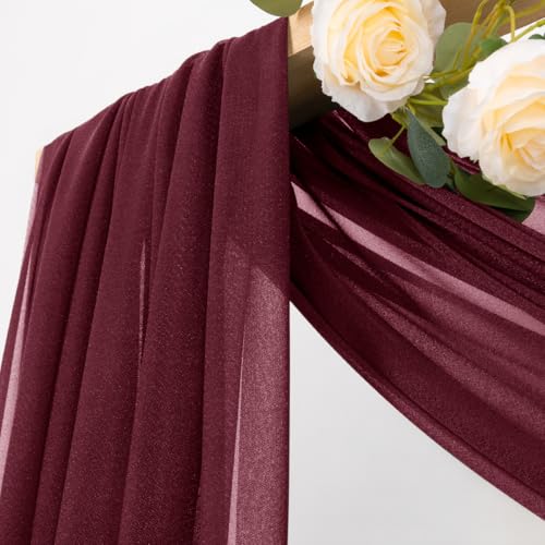 Sheer Gauze Wedding Arch Draping Fabric 29" x 20 FT 1 Panel Wine Red - color: Burgundy, size: 29"w x 240"l (Pack of 1)