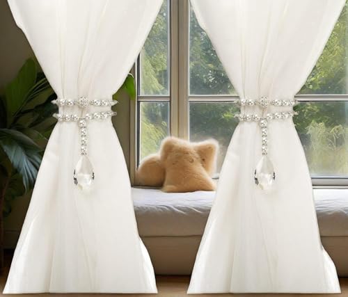 SUQ I OME Luxury Pearl Beaded Magnetic Curtain Tieback, Pearl - color: Pearl