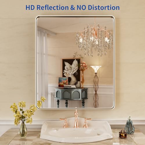 WEER Bathroom Vanity Mirror Brushed Nickel 36X30 Inch - color: Brushed Nickel, size: 36"L x 30"W