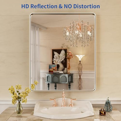 WEER Bathroom Vanity Mirror Brushed Nickel 36X30 Inch - color: Brushed Nickel, size: 36"L x 30"W