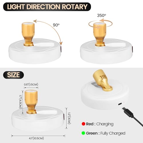 Rechargeable Spotlight, Battery Operated Picture Lights with Remote - color: chargeable White+G
