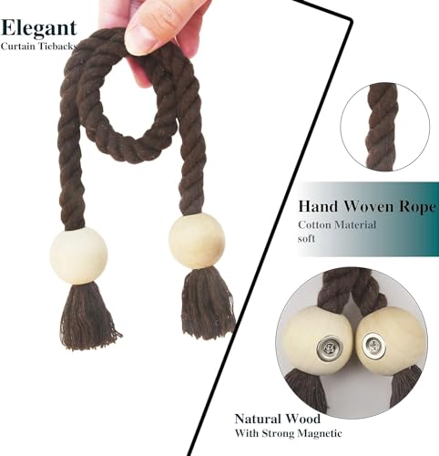 Magnetic Curtain Tiebacks Decorative Tie Back Drapes Holdbacks Nieffeiy - color: Coffee