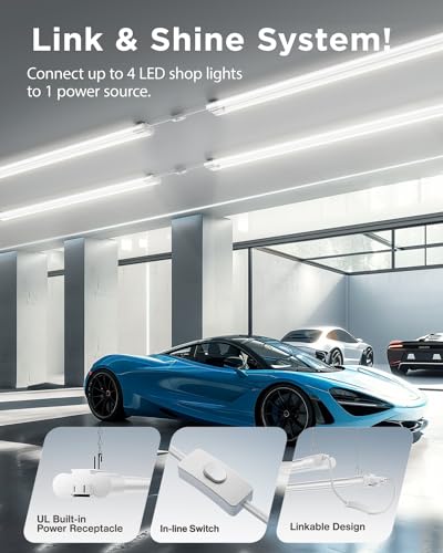 Sunco 6 Pack LED Shop Lights 4FT, Plug in Linkable, White, 40W=150W - color: White 6k