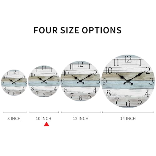 10 Inch Wall Clock, Silent Battery Operated Analog Clock, Blue - color: A-blue White Brown, size: 10"