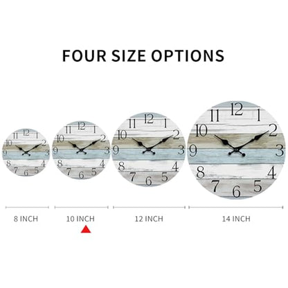 10 Inch Wall Clock, Silent Battery Operated Analog Clock, Blue - color: A-blue White Brown, size: 10"