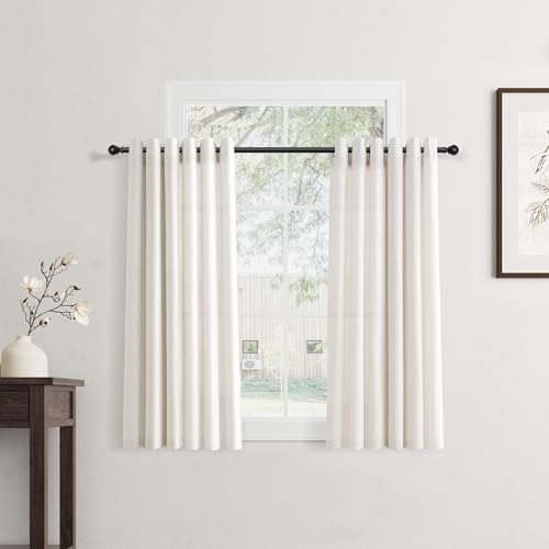 Jowels Natural Linen Grommet Curtains 42 Inch Long for Small Windows Cafe - color: Natural, size: 40"W x 42"L (Pack of 2)