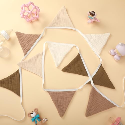 Oudain 2 Pcs Pennant Banner Flags Nursery Garland Triangle, Khaki Color - color: Khaki Colors