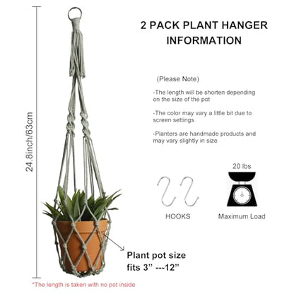 Artilady Macrame Hanging Planter for Indoor Plants Boho Plant Hanger Holder - color: Sage Green