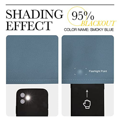 NICETOWN Bedroom Stone Blue Room Darkening Curtains, 2 Panels, W52xL63 - color: Stone Blue, size: 52"W x 63"L (Pack of 2)
