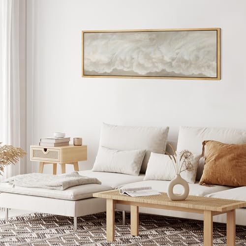 MUDECOR Large Framed Canvas Print Wall Art Soft Cloud Abstract Serene Neutral Tones Illustrations Antique Retro Fine Art Illustrations Decorative Colorful for Bedroom - 60"x20" - color: A06-2406-yuk34, size: 60"L x 20"W
