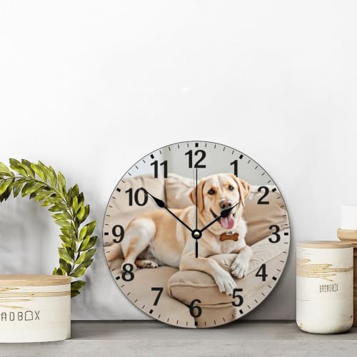 Labrador Retriever Wall Clock Yellow Lab Dog Wooden Wall Clock - color: Style-5, size: 12 Inch