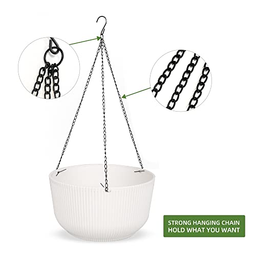 Dexceder 11.2 Inch Self Watering Hanging Planter (2 Pack, White) - color: White, size: 11.2 inch