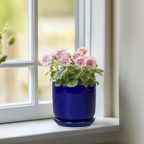 Succulent Pot 5 Inch, Modern Ceramic Planter, Blue - color: Dark Blue, size: 5.3 Inch