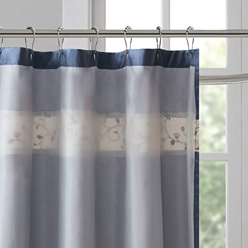 Madison Park Serene Shower Curtain for Bathroom, 72 x 72, Navy - color: Navy, size: 72"W x 72"L (Pack of 1)