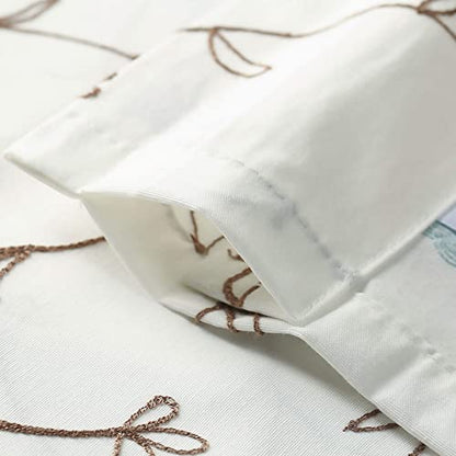 VOGOL Blue Floral Embroidered Kitchen Valance, 52 x 14 Inches - color: Blue, size: 52"W x 14"L (Pack of 1)