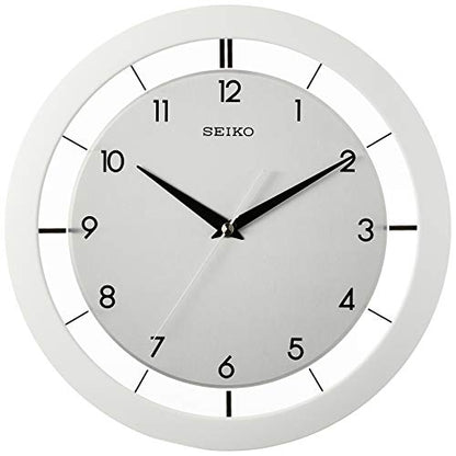SEIKO QXA520WLH Metal Non Ticking Wall Clock, White, 11 Inch - color: Silver