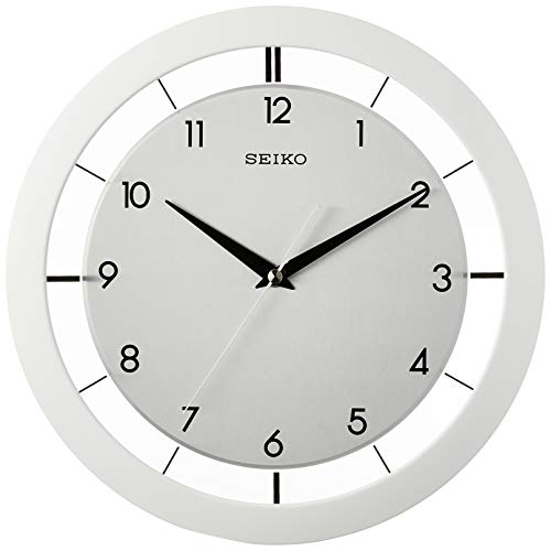 SEIKO QXA520WLH Metal Non Ticking Wall Clock, White, 11 Inch - color: Silver