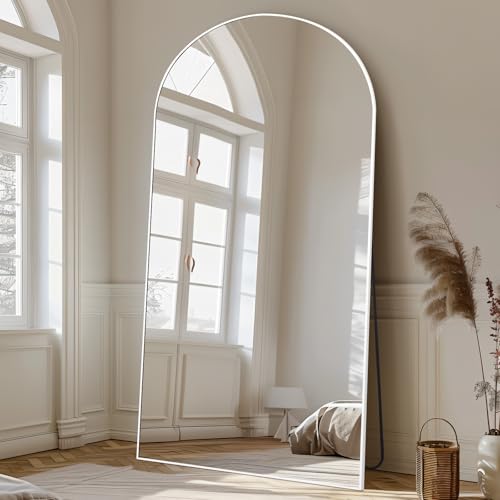 MELOMOIR Arched Full Length Mirror, 81"x41" Oversized Floor Mirror Freestanding, Large Full Body Mirror for Bedroom Living Room Home Gym, White Mirror Full Length with Tempered Glass, Workout Mirror - color: White, size: 81"L x 41"W