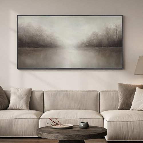 Extra Large Framed Abstract Landscape Wall Art for Living Room, 60x30 Inch - color: Brown, size: 60"L x 30"W