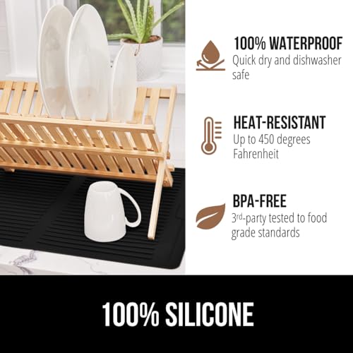 GORILLA GRIP Patented BPA-Free Silicone Dish Drying Mat, 18x16, Black - color: Black, size: 18" x 16", style: Silicone
