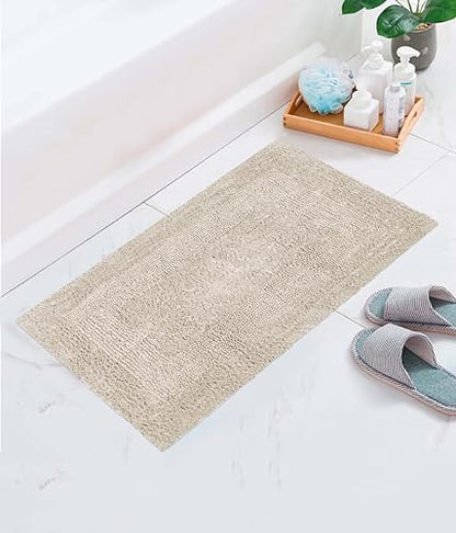 COTTON CRAFT 2 Pack Reversible Bath Mat - Soft Plush Bath Rug -17x24- Linen - color: Linen, size: 17x24 Inches