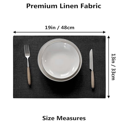 Demetex Black Placemats Set of 4 Stain Resistant Cloth Place Mats Heat Resistant Linen Table Plate Mats for Kitchen Dining Party Gathering, Black - color: Black, size: Placemats set of 4