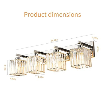 Modern 4-Light Chrome Crystal Bathroom Vanity Light Fixtures - color: Chrome Straight, size: 4-light