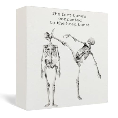 Spooky Halloween Skeleton Anatomy Wooden Box Sign Desk Decor - color: Skeleton Anatomy