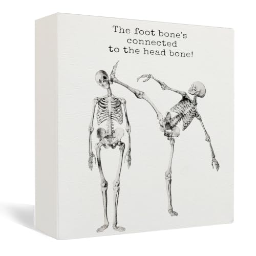 Spooky Halloween Skeleton Anatomy Wooden Box Sign Desk Decor - color: Skeleton Anatomy